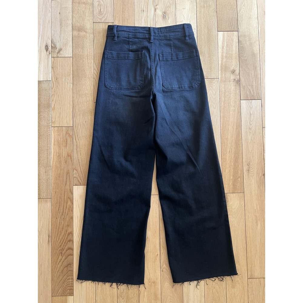Oat New York Wide Leg Raw Hem High Rise Washed Black Patch Pocket Womens 6/28 - Picture 11 of 11